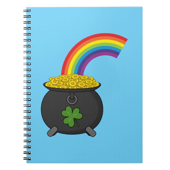Pot of Gold Rainbow Cartoon Notebook (Front)