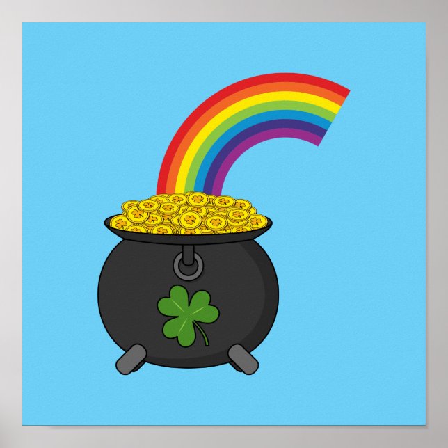 Pot of Gold Rainbow Cartoon Poster (Front)