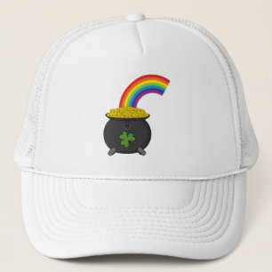 Pot of Gold Rainbow Cartoon Trucker Hat