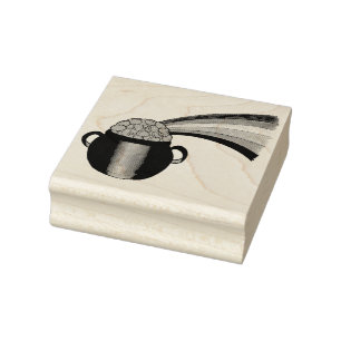 Pot of Gold Rainbow Saint Patrick's Day Clover Rubber Stamp