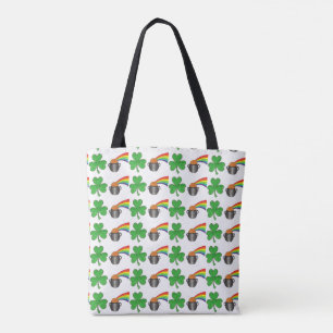 Pot of Gold Rainbow Shamrock St. Paddy's Day Tote Bag