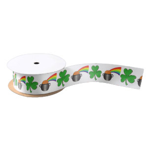 Pot of Gold Rainbow Shamrock St. Patrick's Day Satin Ribbon