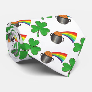 Pot of Gold Rainbow Shamrock St. Patrick's Day Tie
