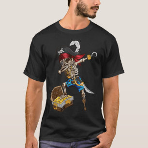 Pot Of Gold Skeleton Pirate Dabbing Dab Hat Pirate T-Shirt