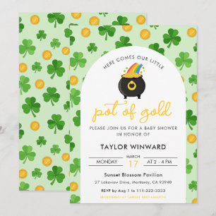 Pot of Gold St Patrick’s Day Baby Shower Invitation