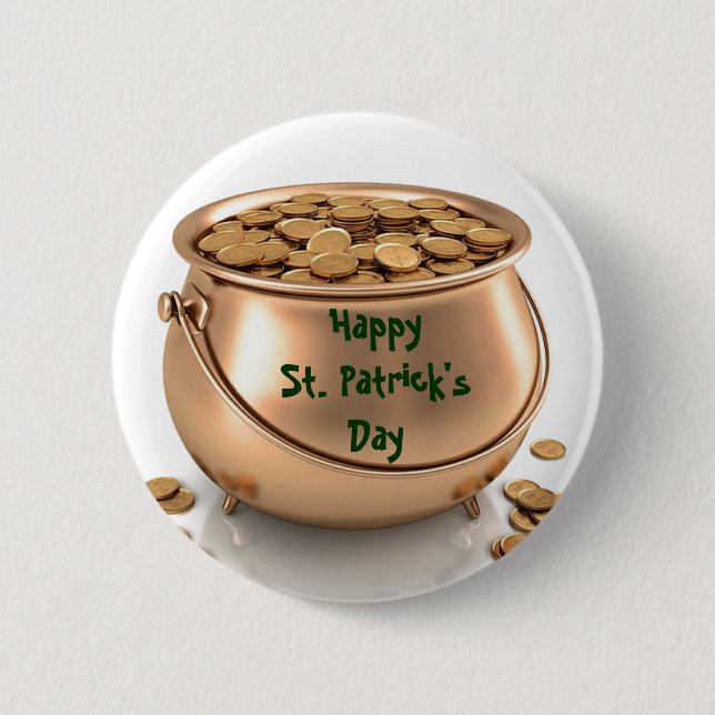 POT OF GOLD, ST. PATRICK'S DAY button (Front)