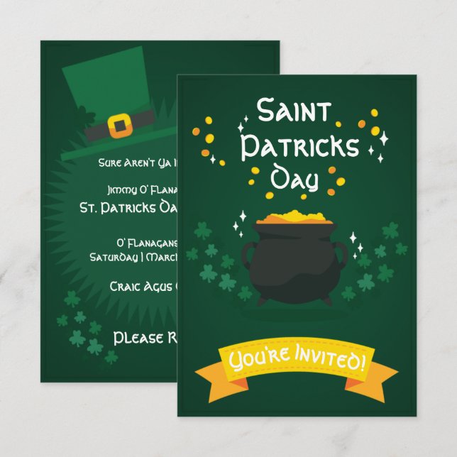 Pot Of Gold | St. Patricks Day Party Invitations (Front/Back)