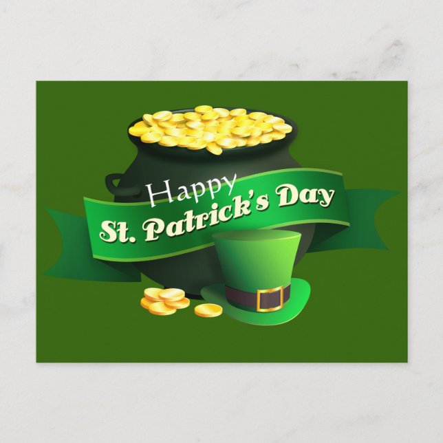 Pot of Gold St Patrick's Day Postcard (Front)