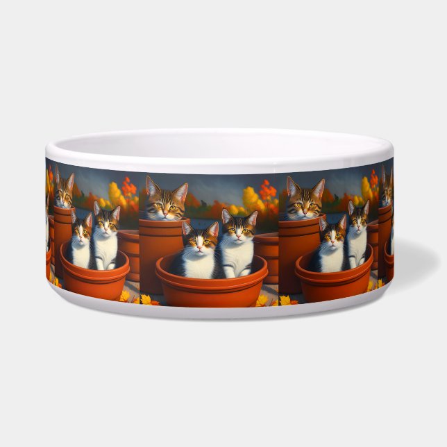Pot Plant Kittens, Ceramic Pet Bowl (Front)