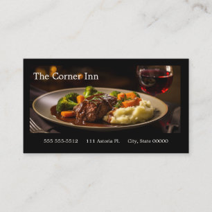 Pot roast dinner with red wine business card