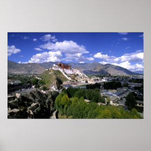 Potala Palace on mountain range from aher Poster