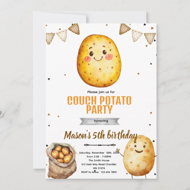 Potato birthday Theme party Invitation (Front)