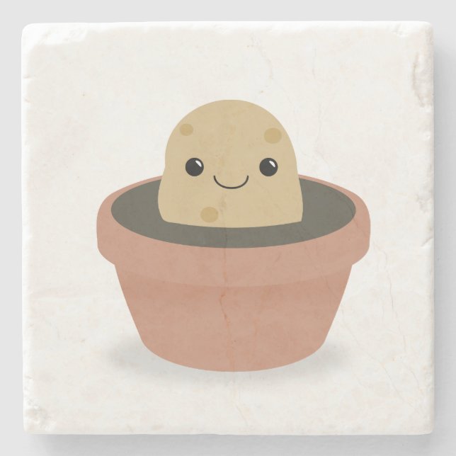 Potato Character Stone Coaster (Front)