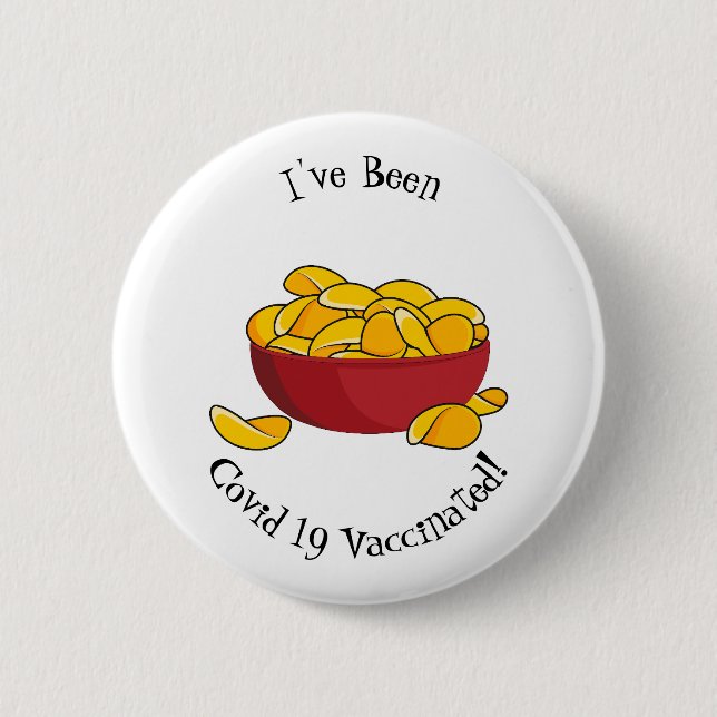 Potato chip cartoon illustration 6 cm round badge (Front)