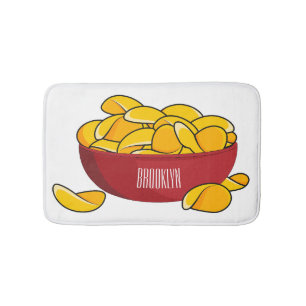 Potato chip cartoon illustration bath mat