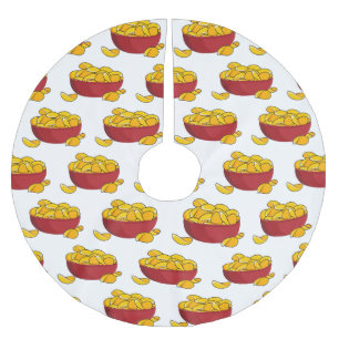 Potato chip cartoon illustration brushed polyester tree skirt