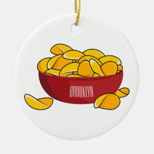 Potato chip cartoon illustration ceramic ornament