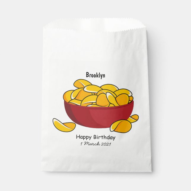Potato chip cartoon illustration favour bag (Front)