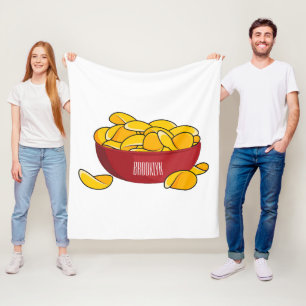 Potato chip cartoon illustration fleece blanket