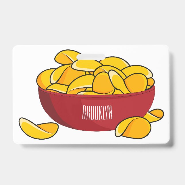 Potato chip cartoon illustration  ID badge (Front)