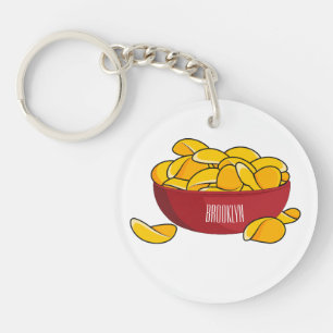 Potato chip cartoon illustration key ring