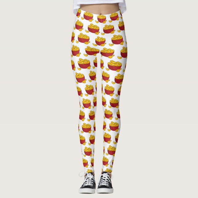 Potato chip cartoon illustration  leggings (Front)