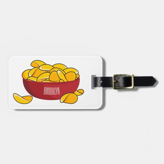Potato chip cartoon illustration luggage tag (Front Horizontal)