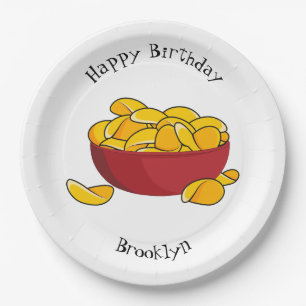 Potato chip cartoon illustration paper plate