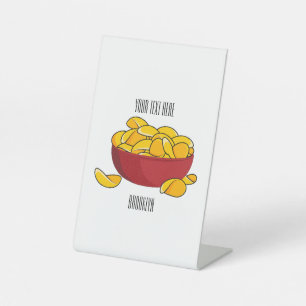 Potato chip cartoon illustration pedestal sign