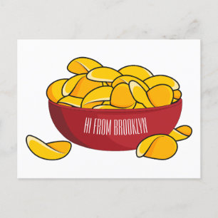 Potato chip cartoon illustration postcard