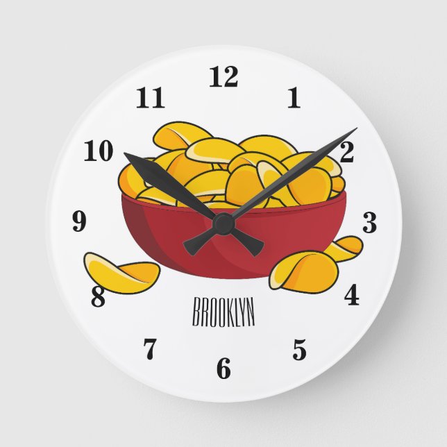 Potato chip cartoon illustration round clock (Front)