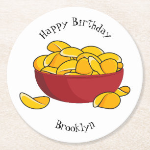 Potato chip cartoon illustration round paper coaster