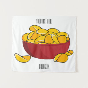 Potato chip cartoon illustration tapestry