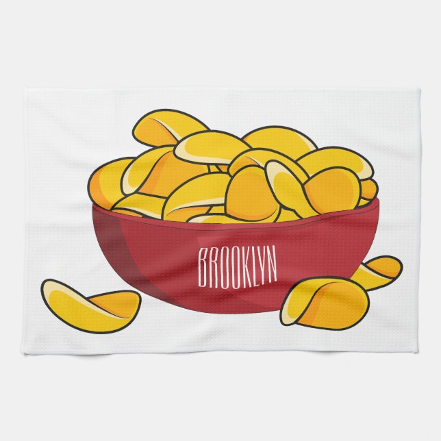 Potato chip cartoon illustration  tea towel (Horizontal)