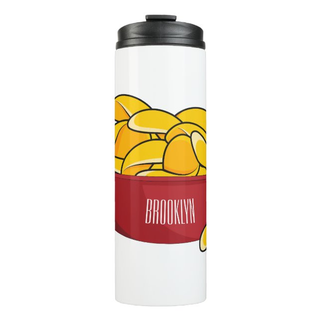 Potato chip cartoon illustration  thermal tumbler (Front)