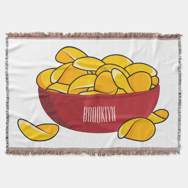Potato chip cartoon illustration  throw blanket (Front)