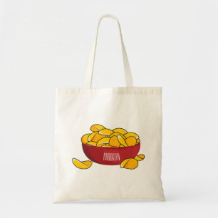 Potato chip cartoon illustration tote bag