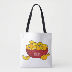 Potato chip cartoon illustration  tote bag