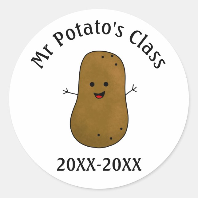 Potato Class Date Classic Round Sticker (Front)