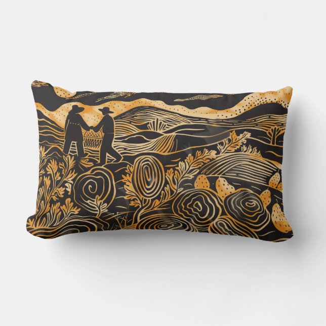 Potato Farmers Throw Pillow (Front)