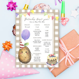 Potato First Birthday Milestone Birthday Poster
