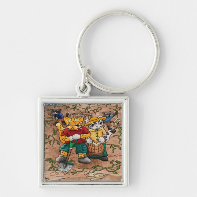 Potato Harvest Cats Key Ring (Front)
