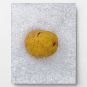 Potato macro as background with salt plaque