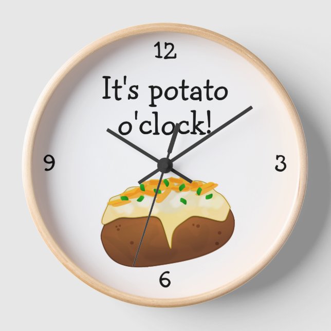 Potato O'Clock funny food themed Large Clock (Front)
