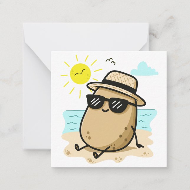 Potato On The Beach Summer Vibes Card (Front)
