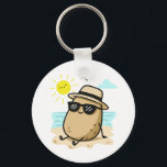 Potato On The Beach Summer Vibes Key Ring<br><div class="desc">There's nothing like a sunny day at the beach. ask this funny, cute potato chilling by the sea. He is wearing dark shades, a cool hat and a happy smile. He is relaxing on the warm sand and watching the blue ocean. A happy yellow sun is beaming down on him...</div>