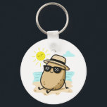 Potato On The Beach Summer Vibes Key Ring<br><div class="desc">There's nothing like a sunny day at the beach. ask this funny, cute potato chilling by the sea. He is wearing dark shades, a cool hat and a happy smile. He is relaxing on the warm sand and watching the blue ocean. A happy yellow sun is beaming down on him...</div>