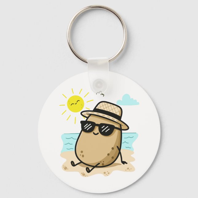 Potato On The Beach Summer Vibes Key Ring (Front)