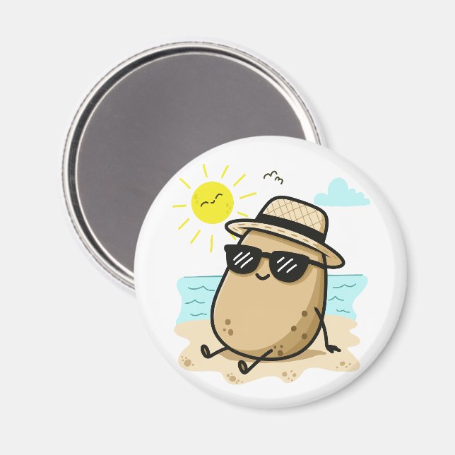Potato On The Beach Summer Vibes Magnet (Front/Back)