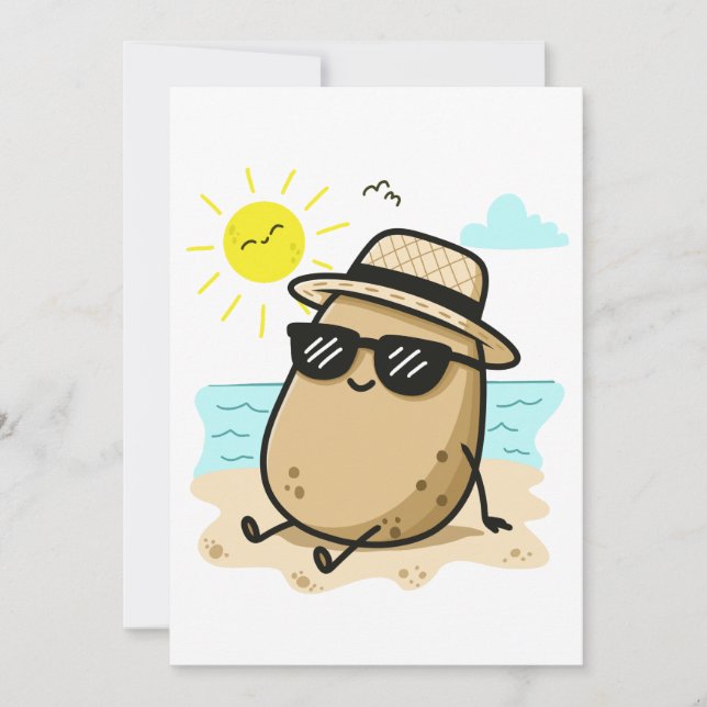 Potato On The Beach Summer Vibes Thank You Card (Front)